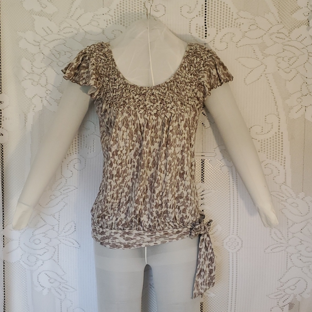 Elle ruffled cap sleeve top with gathered waist